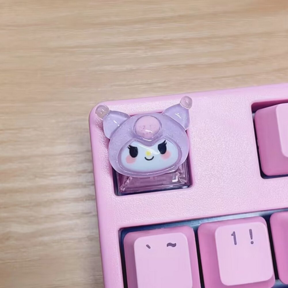 Cute Sanrio Kuromi Kitty Theme Keycap Translucent Base - OEM Mechanical Keyboard